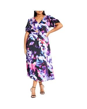 City Chic Tayla Ruched Cutout Cocktail Dress - Blue