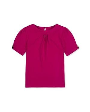 Hope & Henry Kids' Organic Puff Sleeve Knit Top - Pink