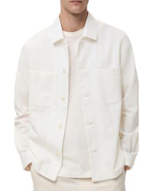 Mango Cotton & Linen Overshirt With Pockets - White