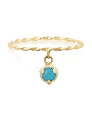 Elliot Young 14K Twisted Double Dangle Stone Claw Stack Rings Turq - Blue