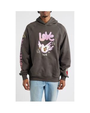 VIC GARCIA WORLD Sweet Bird Graphic Cotton Pullover Hoodie - Gray