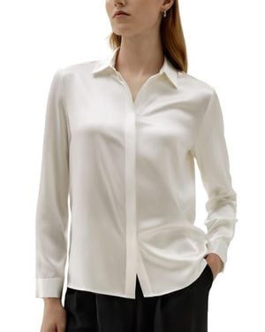 LILYSILK Basic Concealed Placket Silk Shirt - White