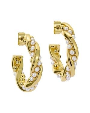 Ted Baker Tiyaa Twisted Faux Pearl Hoop Earrings - Metallic
