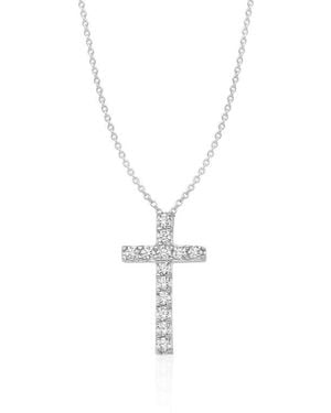 Crislu Cubic Zirconia Cross Pendant Necklace - Blue