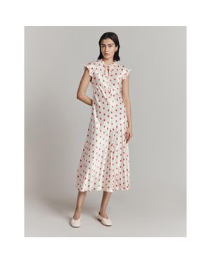Ghost Cicely Polka Dot Satin Midi Dress - Multicolor