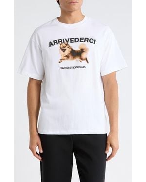 Saint Studio Arrivederci Drappo Boxy Fit Cotton Graphic T-Shirt - White