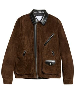 Sacai Suede Bomber Jacket - Brown