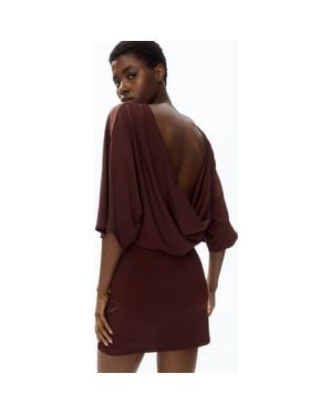 H&M Cape-Sleeved Low-Back Dress - Red