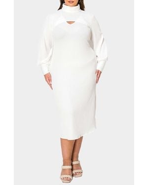 L I V D Aster Plissé Two-Piece Sweater Dress - White