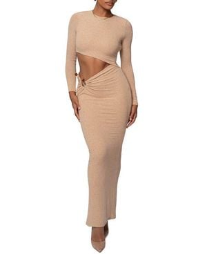 JLUXLABEL Summer Romance Cutout Long Sleeve Maxi Dress - Natural