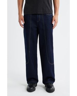 KROST Crosby Contrast Topstitch Straight Leg Jeans - Blue