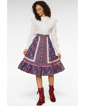 ModCloth Isabella Romantic Prairie Midi Skirt, X Gunne Sax - Purple