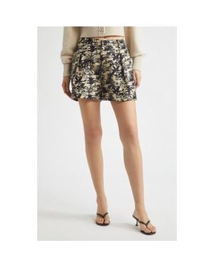 Toccin Nara Tropical Print Cuff Cotton Shorts - Green