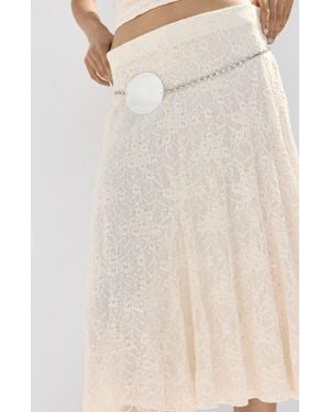 Mango Marta Lace Midi Skirt - Natural
