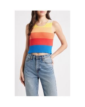 Mother The Colorblock Sleeveless Rib Sweater - Red