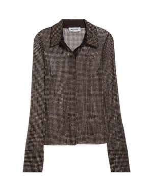 Monse Crystal Embellished Button-Up Shirt - Brown