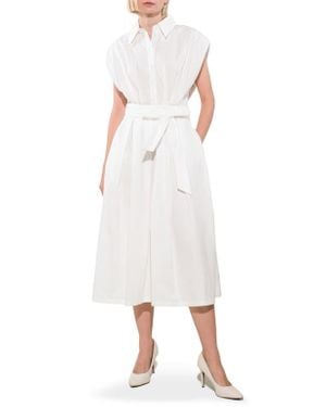 FREEMARKET Pleated Cap Sleeve Midi Dress - White