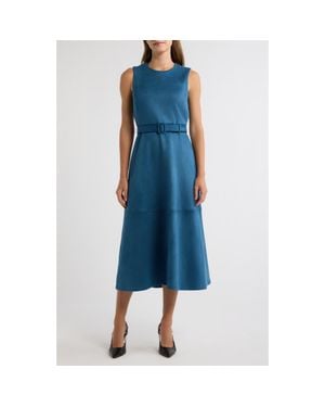 Anne Klein Belted Sleeveless Midi Dress - Blue