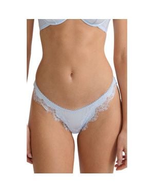 KAT THE LABEL Sorrento Lace Trim Thong - Blue
