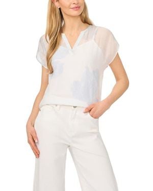 Halogen® Floral Popover Top - White