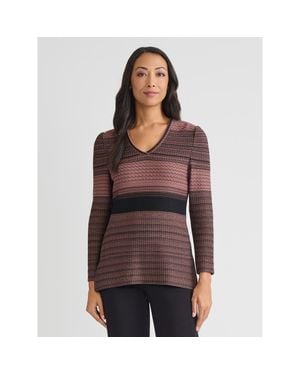 Misook Multi-Stitch Jacquard Knit Tunic - Purple