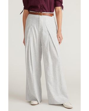 UNIVERSAL STANDARD Marley Pleated Linen Blend Wide Leg Pants - White