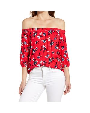 Loveappella Floral Off The Shoulder Top - Red