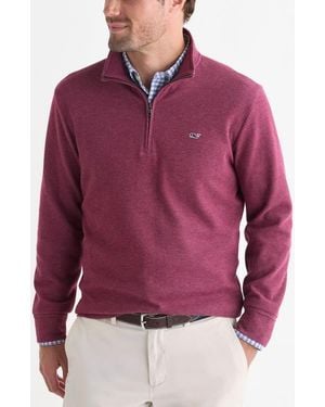 Vineyard Vines Saltwater Stripe Quarter Zip Pullover - Red