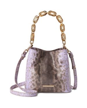 Brahmin Mod Mini Amelia Croc Embossed Leather Top Handle Bucket Bag - Brown