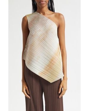 Issey Miyake Sea Bubble Pleated One-Shoulder Top - White