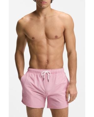 BOSS Velvetfish Seersucker Swim Trunks - Red