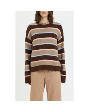 DAZE Carlyle Stripe Oversize Cotton Blend Sweater - Natural