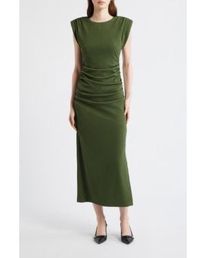 Vince Camuto Cap Sleeve Textured Knit Midi Dress - Green