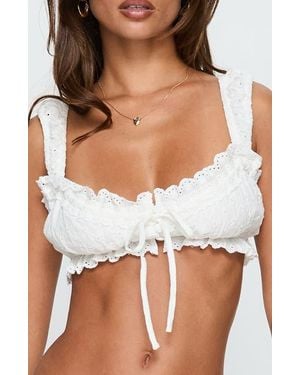 Princess Polly Midnight Sugar Eyelet Frilled Bralette Top - Brown