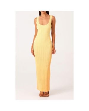 SNDY'S Odessa Ombré Variegated Rib Cody-Con Maxi Dress - Yellow