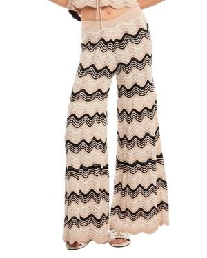 CAPITTANA Kari Open Stitch Wide Leg Cover-Up Pants - Natural