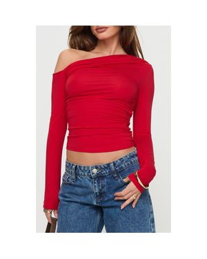 Princess Polly Beller One-Shoulder Crop Top - Red
