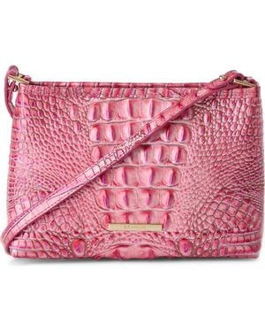 Brahmin Lorelei Croc Embossed Leather Shoulder Bag - Pink
