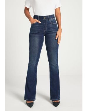 Betabrand Signature Mid Rise Stretch Denim Bootcut Jeans - Blue