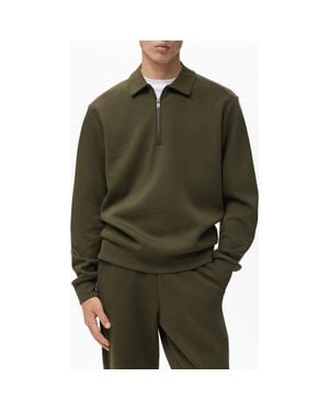 Mango Regular Fit Quarter Zip Sweater - Green