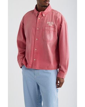 Elwood Malibu Cotton Twill Button Up Shirt - Red