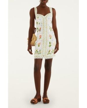 FARM Rio Tropical Porcelain Linen Minidress - Natural