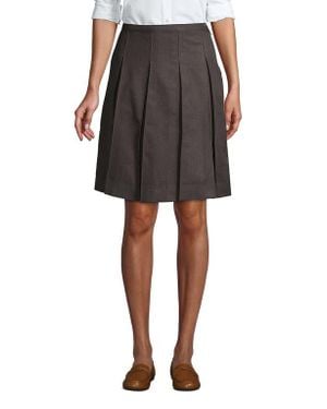Lands' End School Uniform Solid Box Pleat Skirt Top Of Knee - Black