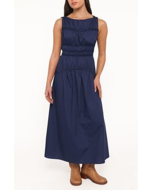 Petal & Pup Fern Smocked Midi Dress - Blue