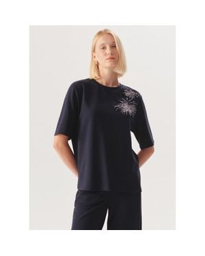 Exquise Madilyn Minimalist Sparkle Accent T-Shirt - Black