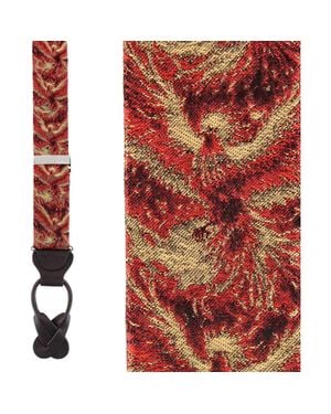 Trafalgar Phoenix Soaring Silk Button End Suspenders - Red