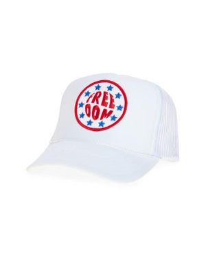 Friday Feelin Freedom Patch Trucker Hat - White