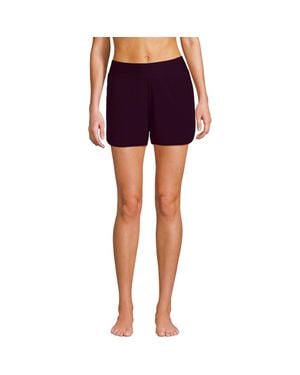 Lands' End 3 Quick Dry Elastic Waist Board Shorts Swim Cover-Up Shorts With Panty - Purple