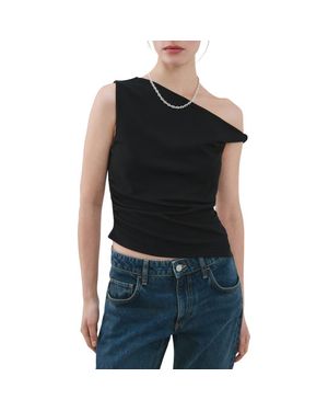 Mango Asymmetric Ruched Top - Black