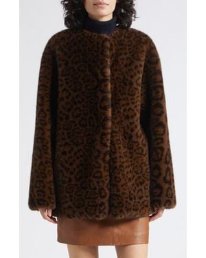 Marella Faux Fur Coat - Brown
